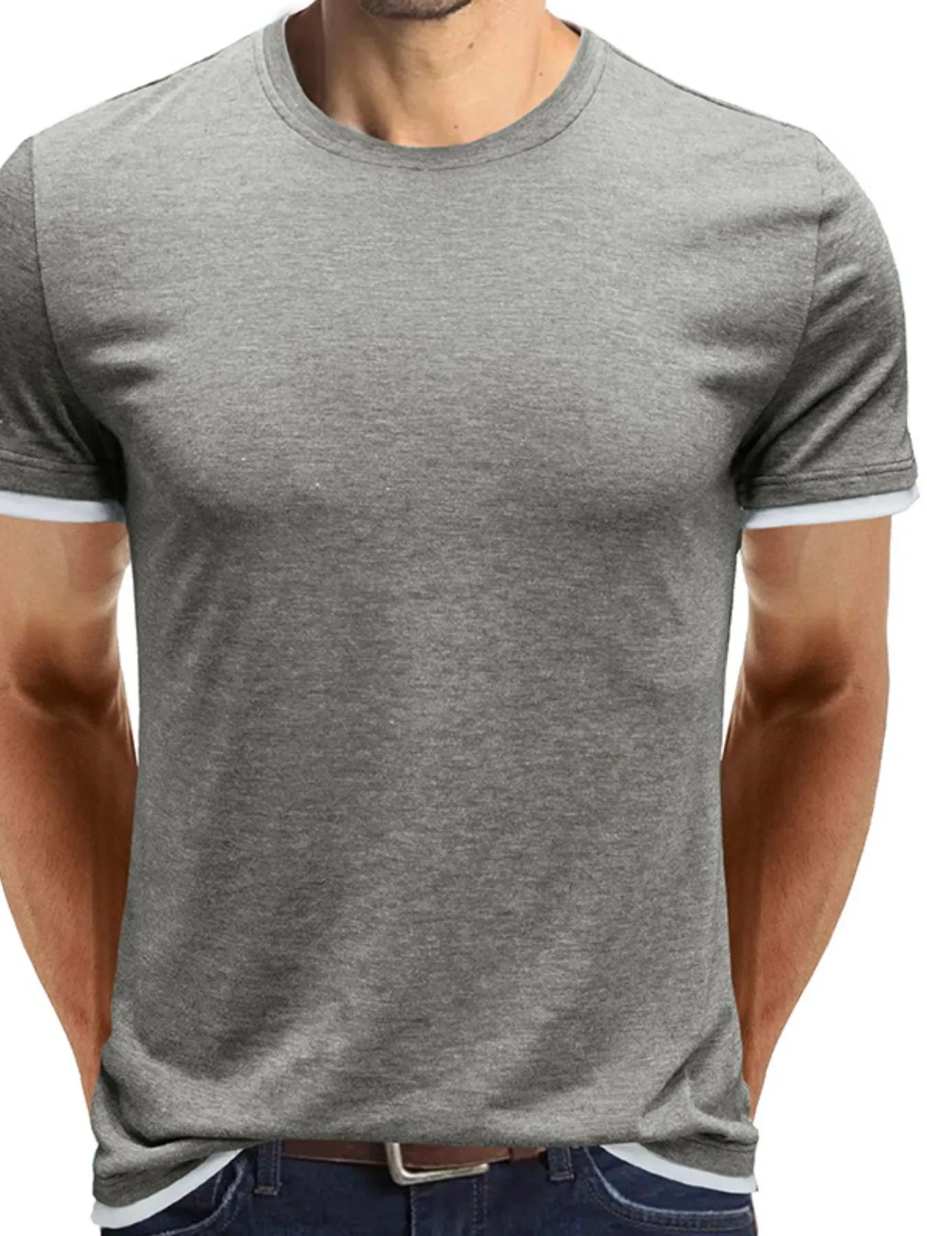 Men‘s Classic Contrast Trim Crew Neck T-Shirt | Tampa Bay Discounts