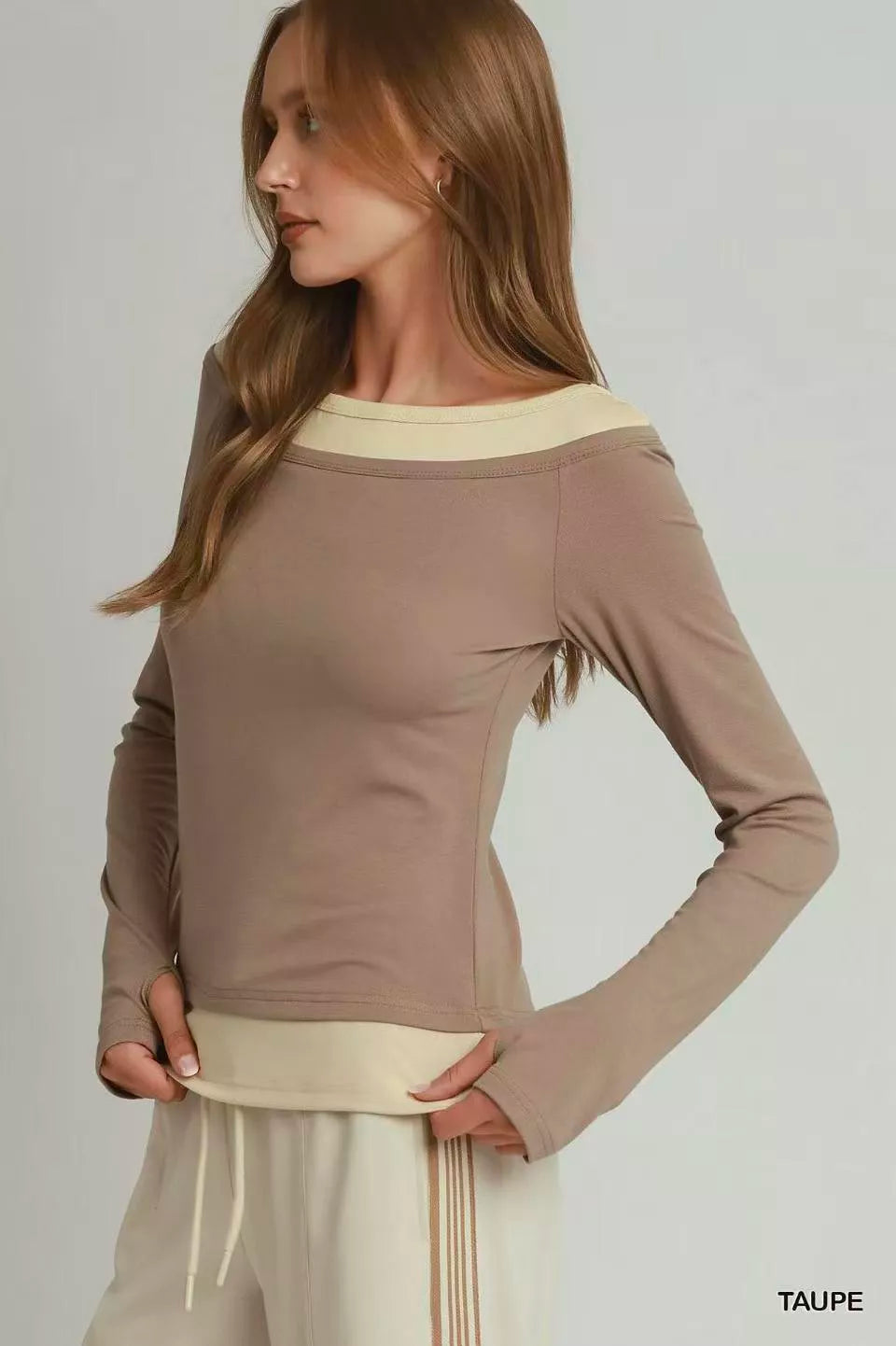 umgee-layered-twofer-long-sleeve-top image 2