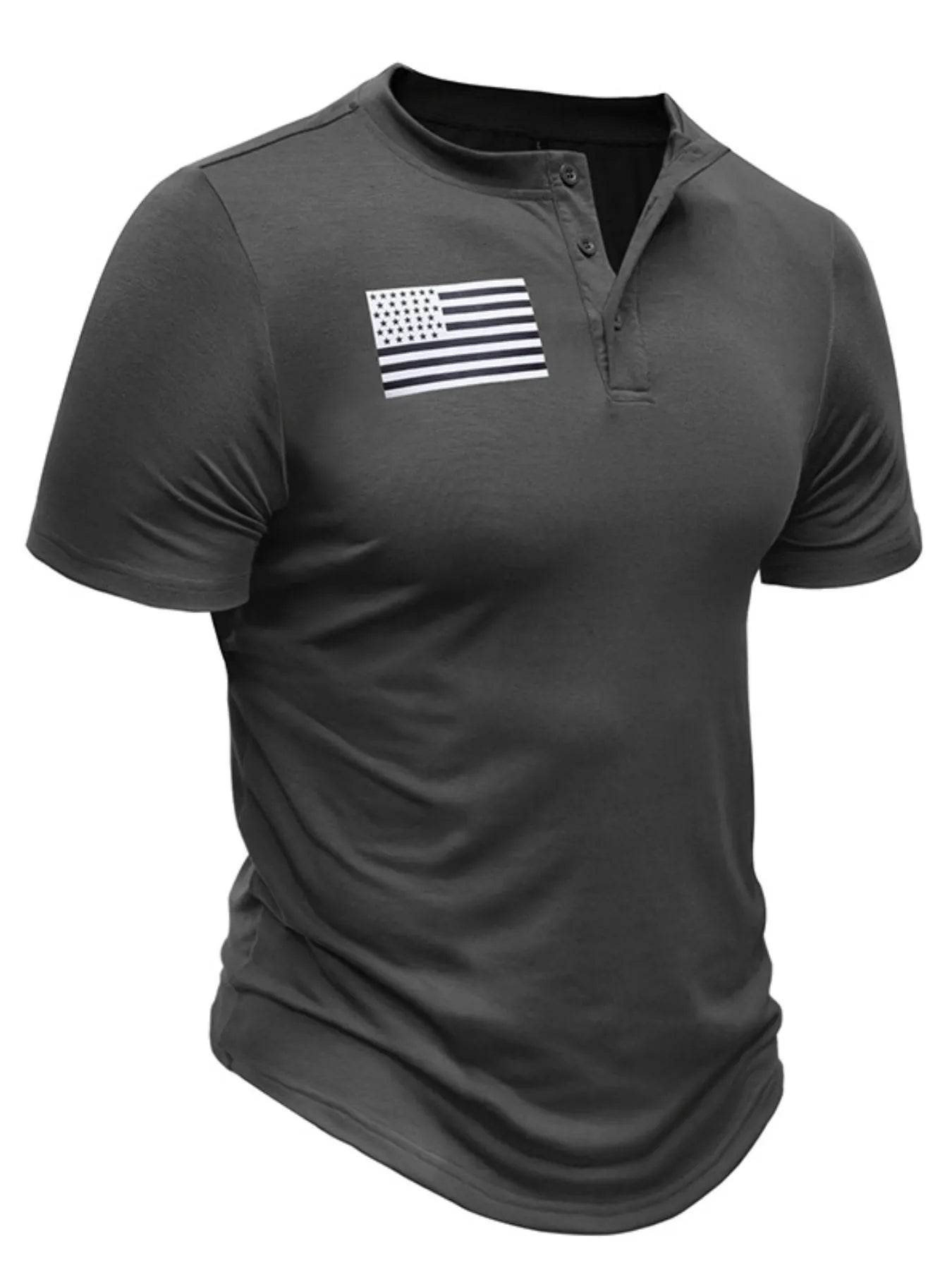 Men's American Flag Short Sleeve Henley Top | Tampa Bay Discounts