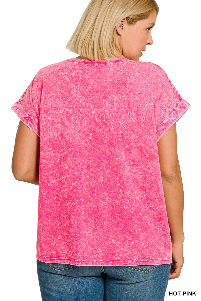 zenana-full-size-crinkle-washed-round-neck-folded-short-sleeve-tee-plus-size-7 image 4