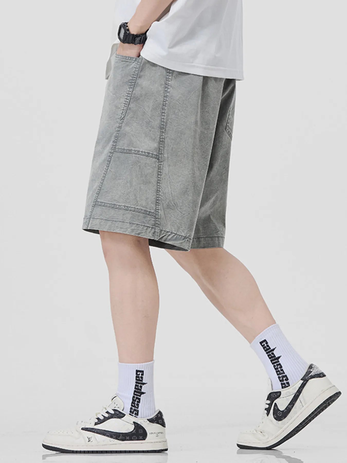 Men's Plus Size Drawstring Washed Denim Shorts | Tampa Bay Discounts
