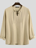 Men's Full Size Casual Lace-Up Long Sleeve Blouse Plus Size | Tampa Bay Discounts