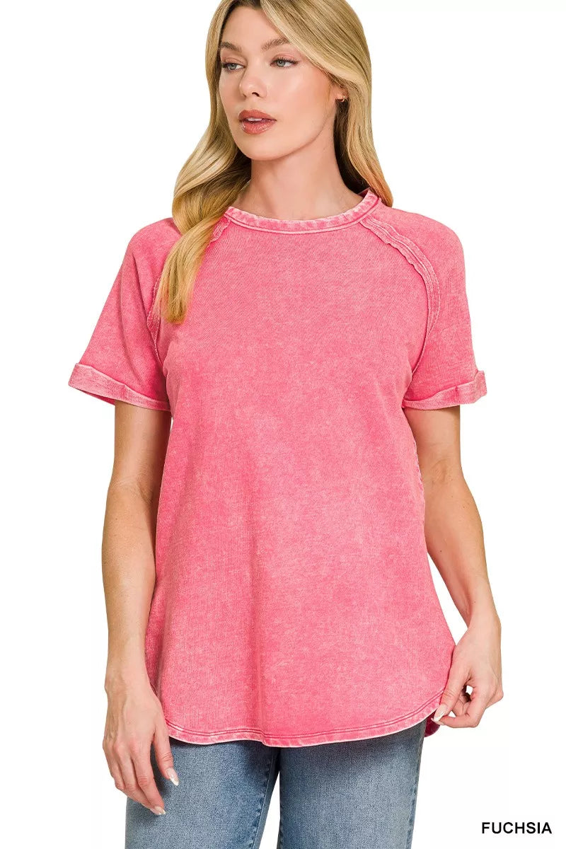 zenana-french-terry-washed-curved-hem-top-4 image 3