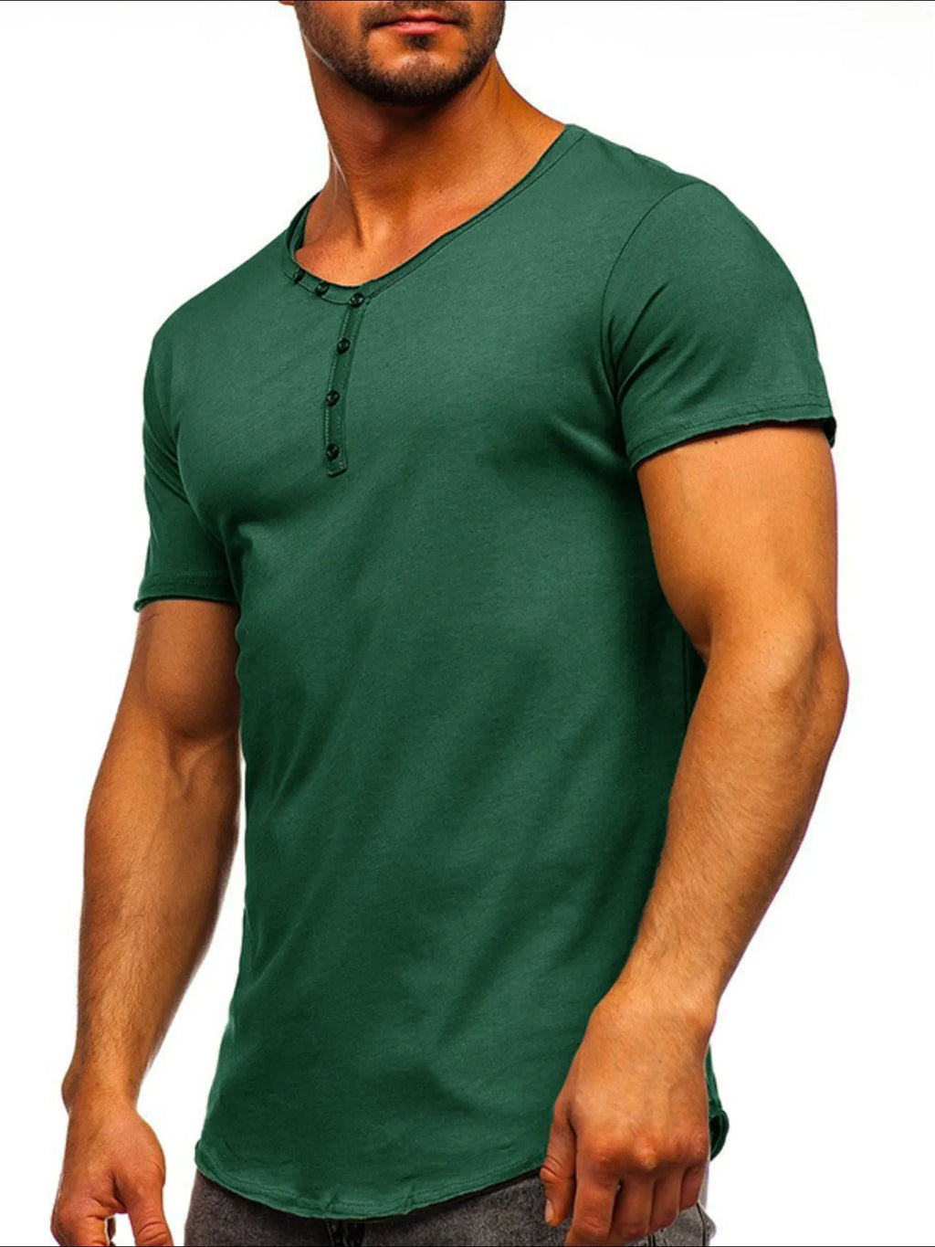 Men's V-Neck Henley Polo T-Shirt | Tampa Bay Discounts