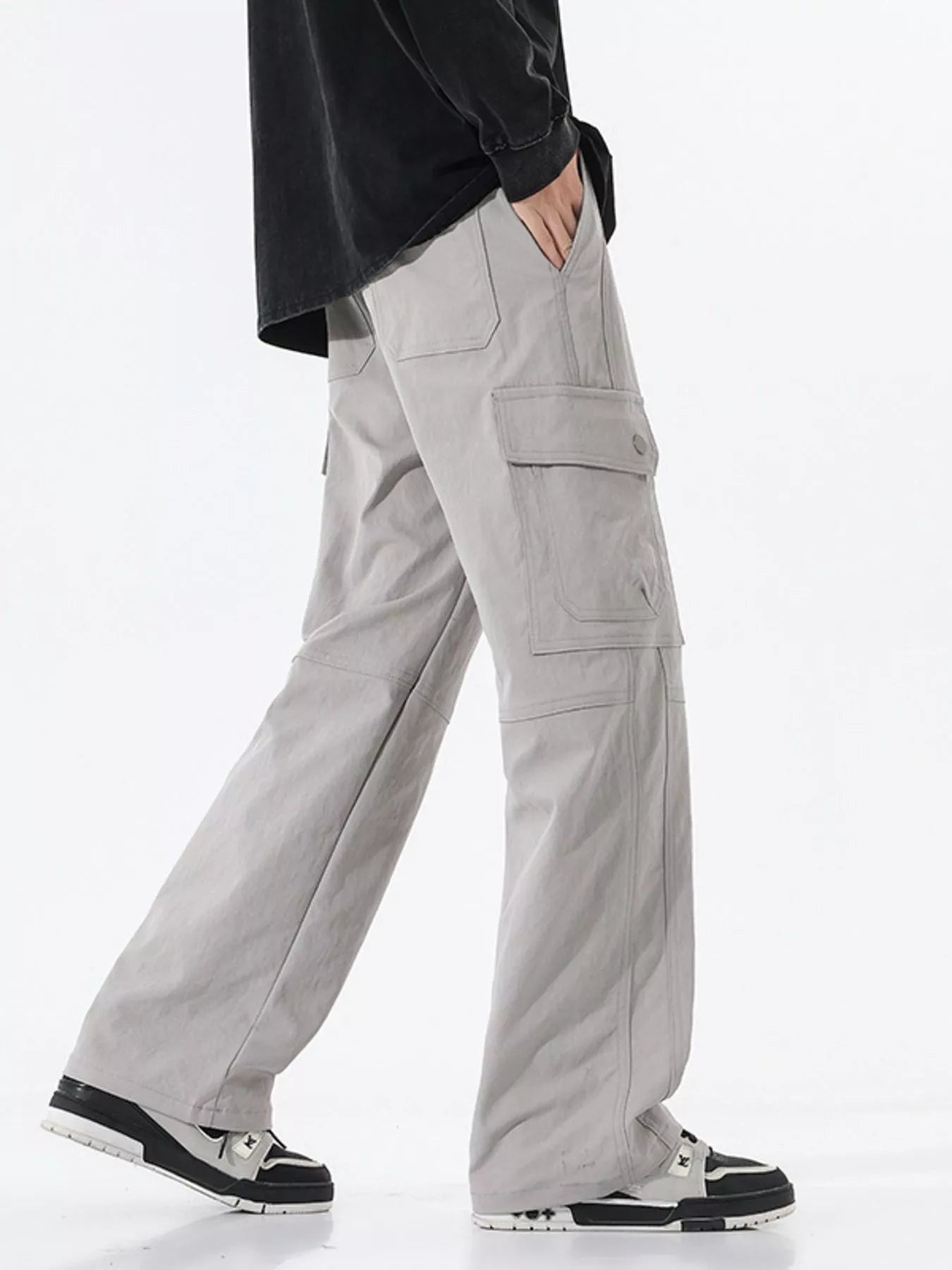 Men's Full Size Drawstring Cargo Wide Leg Pants Plus Size | Tampa Bay Discounts