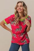 bibi-big-tiger-print-jersey-contrast-ringer-top image 1