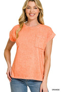 zenana-halo-snow-washed-cuffed-short-sleeve-tee-5 image 1