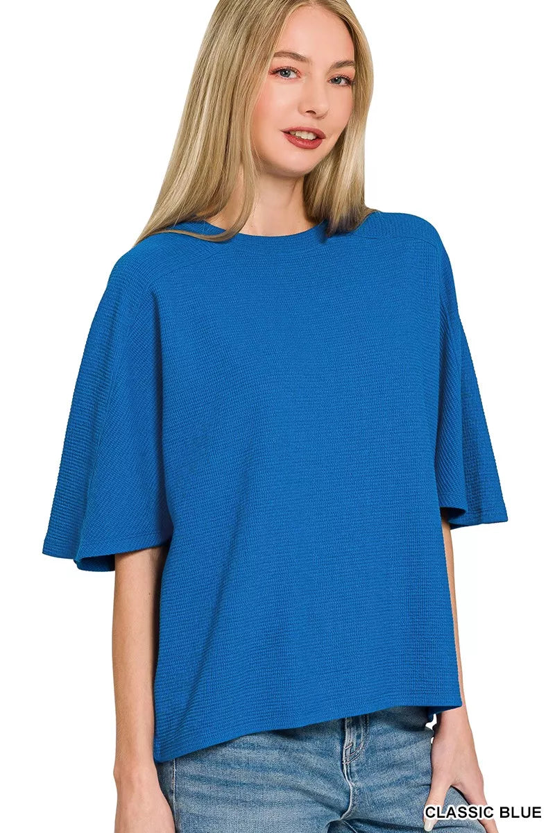 zenana-double-knit-short-sleeve-top image 1