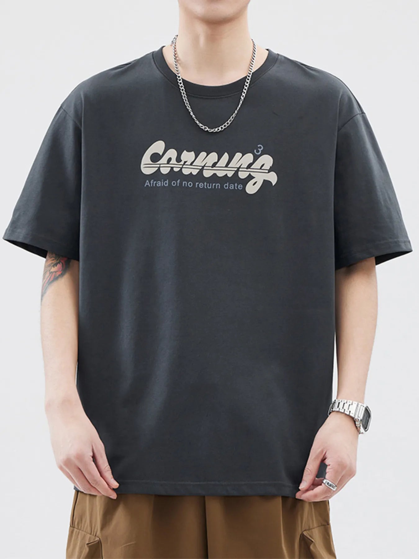 Men's Plus Size Letter Round Neck Half Sleeve T-Shirt | Tampa Bay Discounts