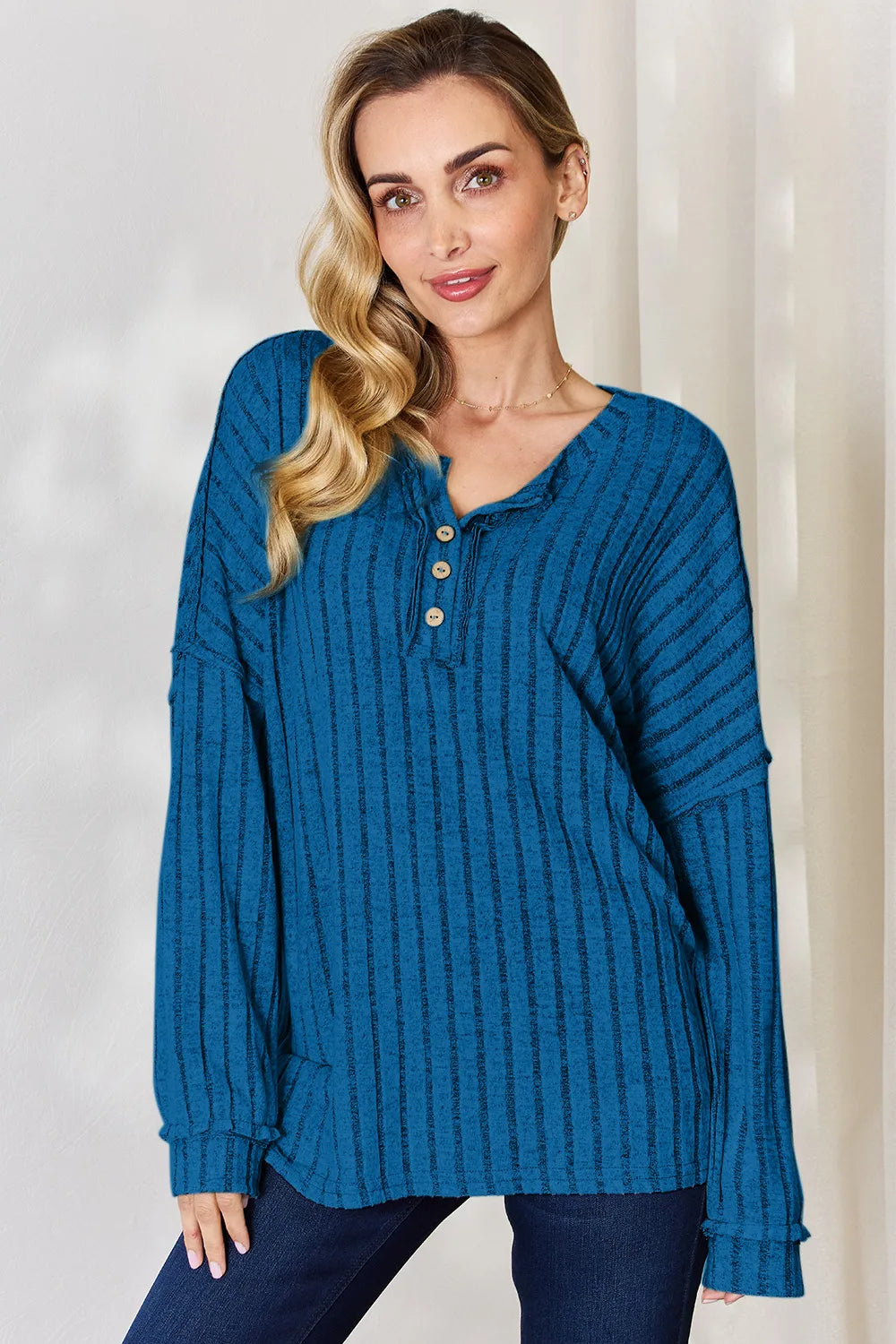 basic-bae-full-size-ribbed-half-button-long-sleeve-t-shirt image 19