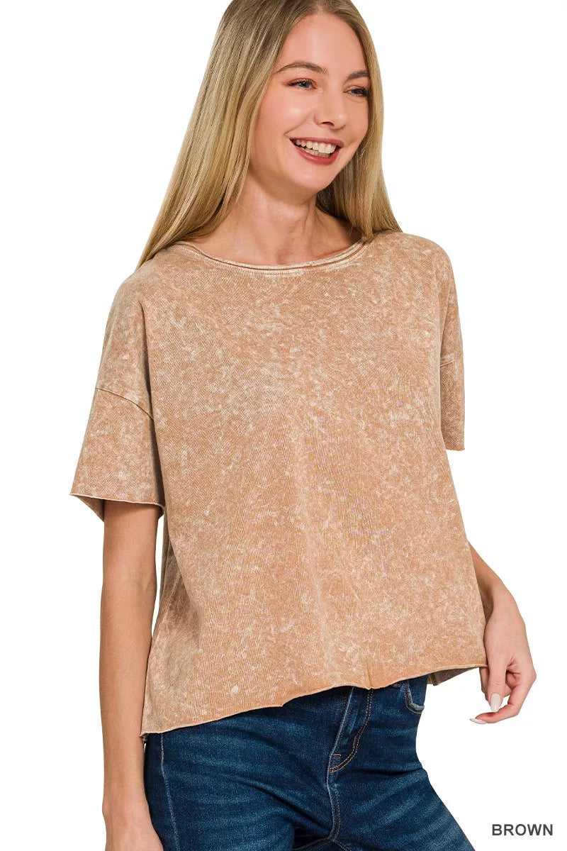 zenana-halo-washed-cotton-short-sleeve-top-2 image 1
