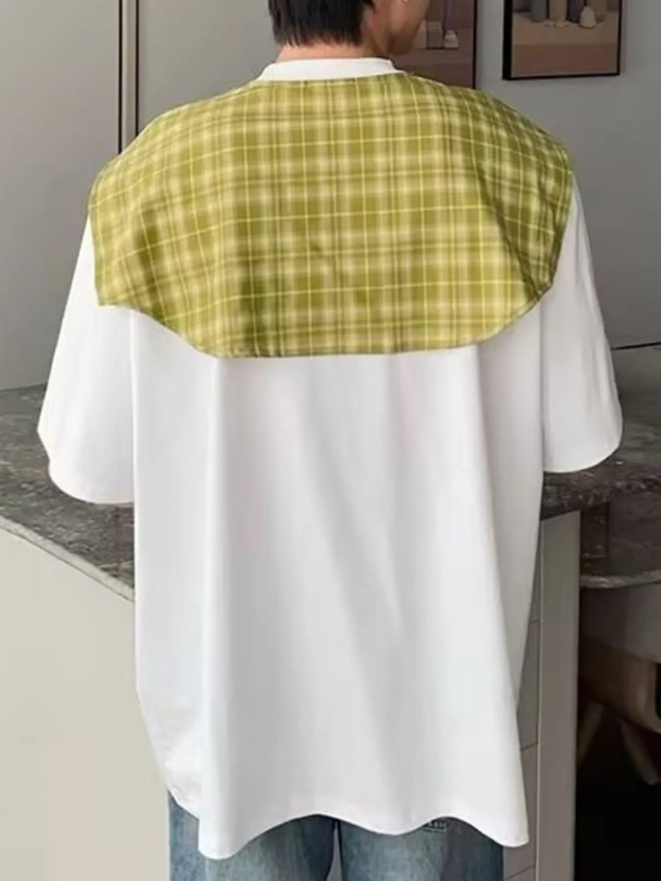 Men's Full Size Oversized T-Shirt with Plaid Shawl Plus Size | Tampa Bay Discounts