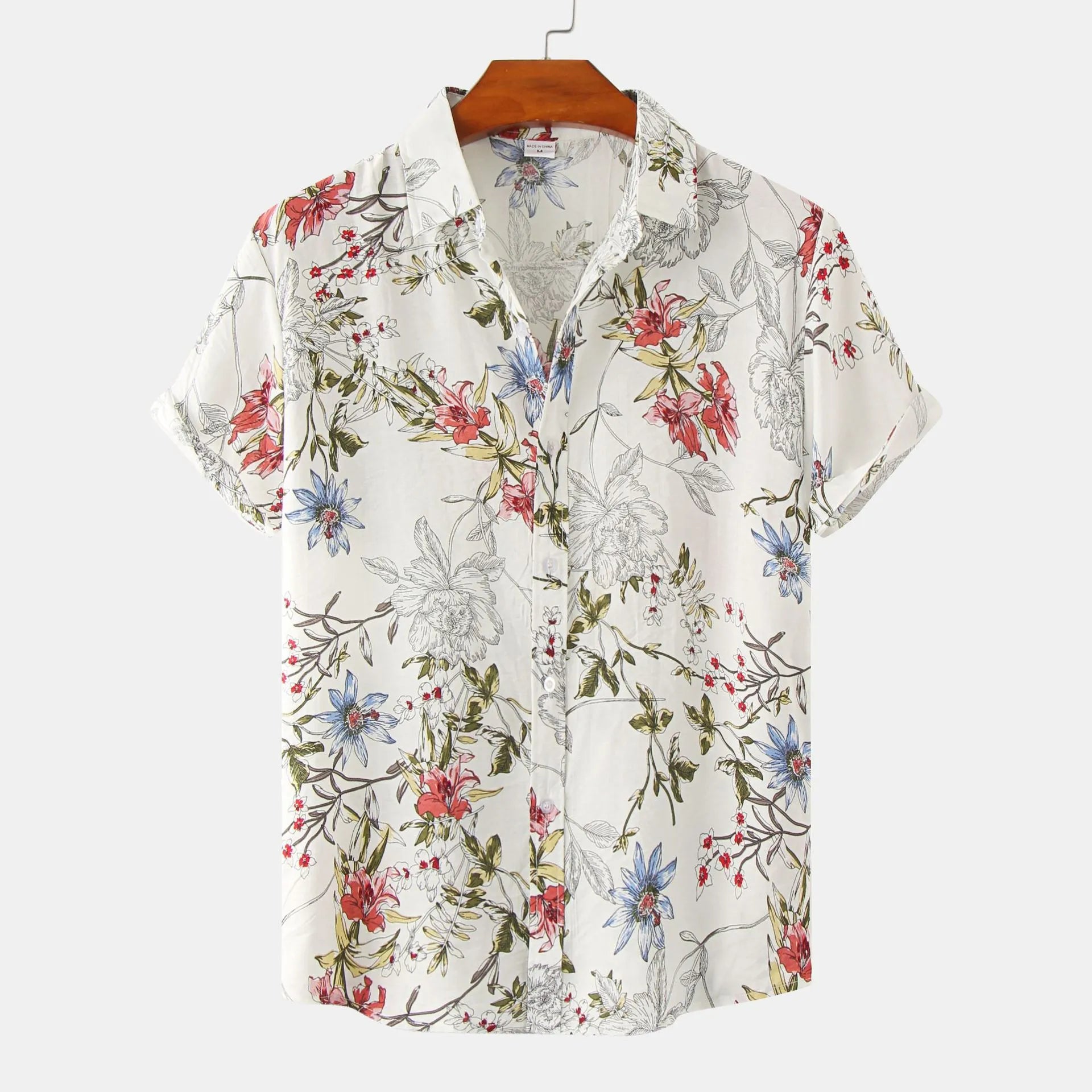 Men's Plus Size Floral Print Short Sleeve Button Down Casual Shirt | Tampa Bay Discounts