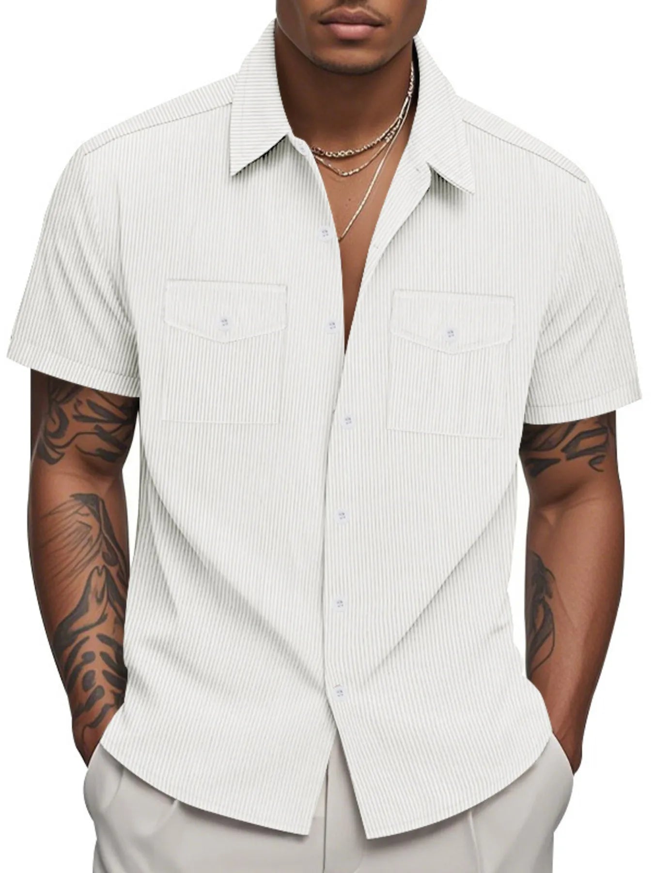 Men's Full Size Button Up Short Sleeve Shirt Plus Size | Tampa Bay Discounts