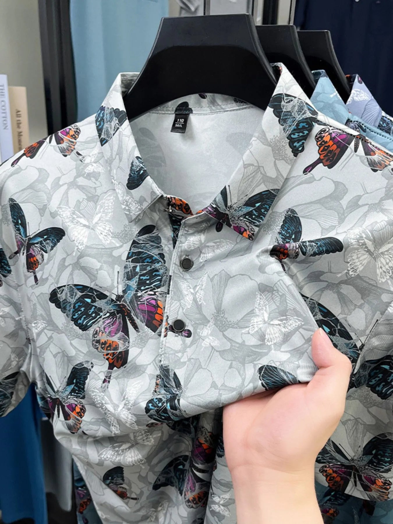 Men's Plus Size Butterfly Print Short Sleeve Polo | Tampa Bay Discounts