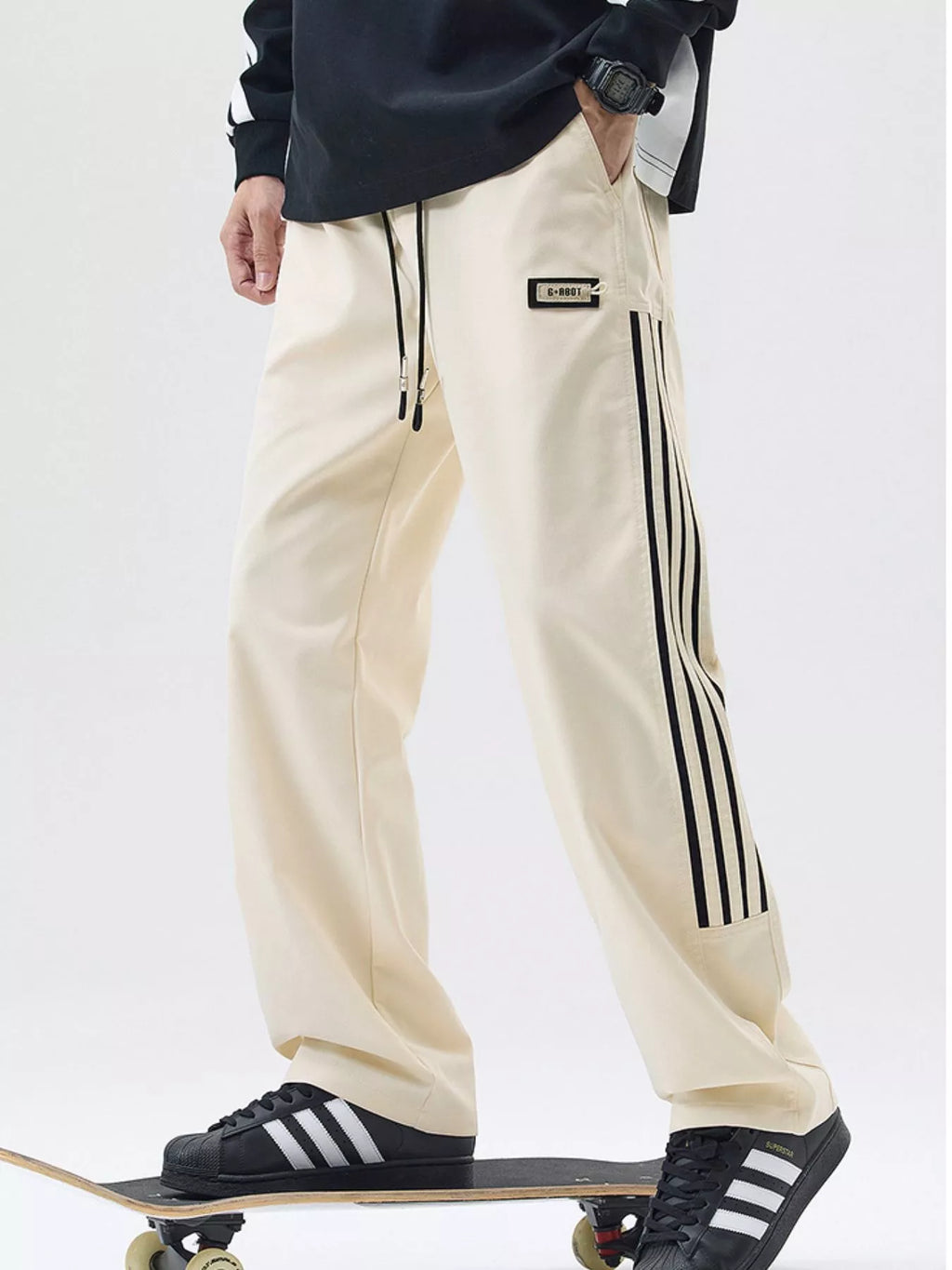Men's Full Size Side Striped Wide Leg Casual Pants Plus Size | Tampa Bay Discounts