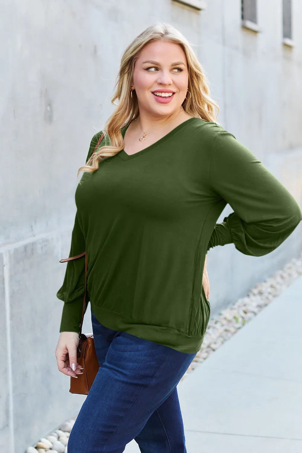 basic-bae-full-size-v-neck-lantern-sleeve-top image 20