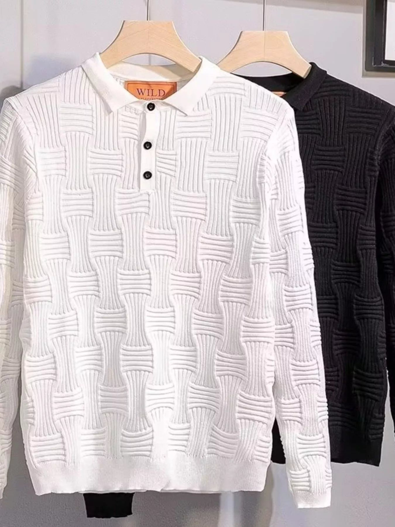 Men's Plus Size Textured Knit Polo Knit Top | Tampa Bay Discounts