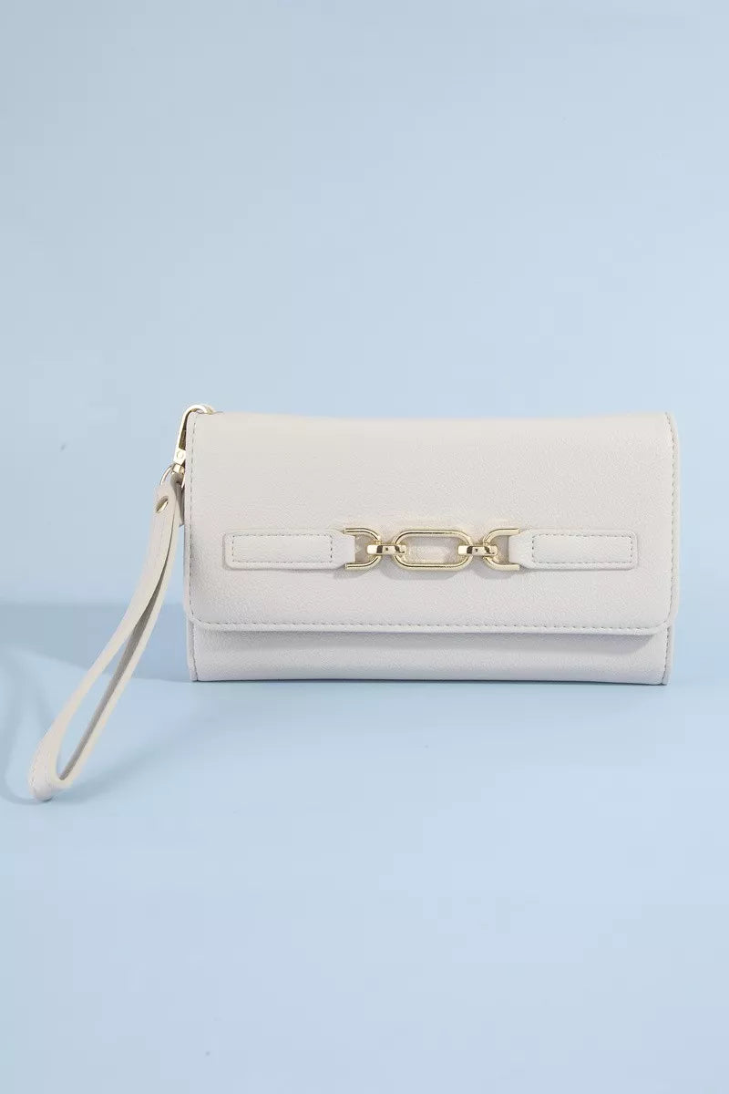 fame-vegan-leather-chain-buckle-wristlet-wallet 1