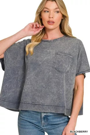 zenana-acid-washed-round-neck-short-sleeve-oversized-t-shirt image 2