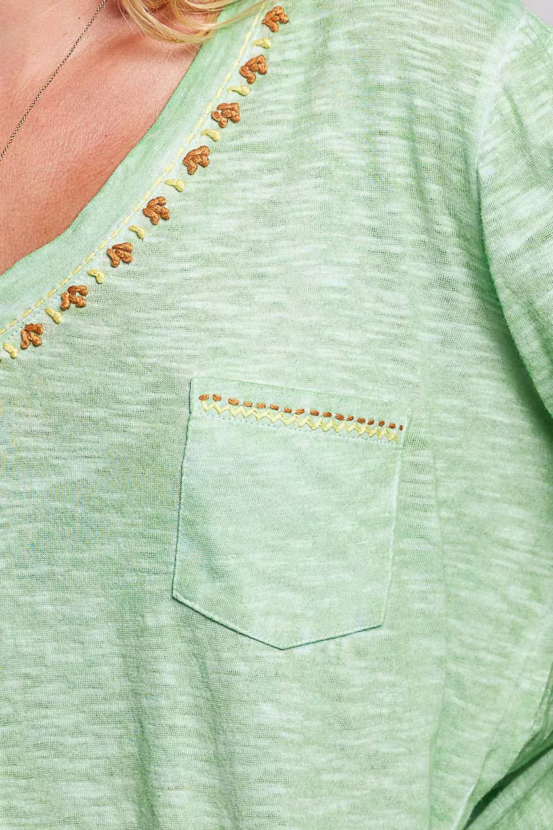 pol-v-neck-contrast-stitch-lightweight-knit-long-sleeve-top image 6