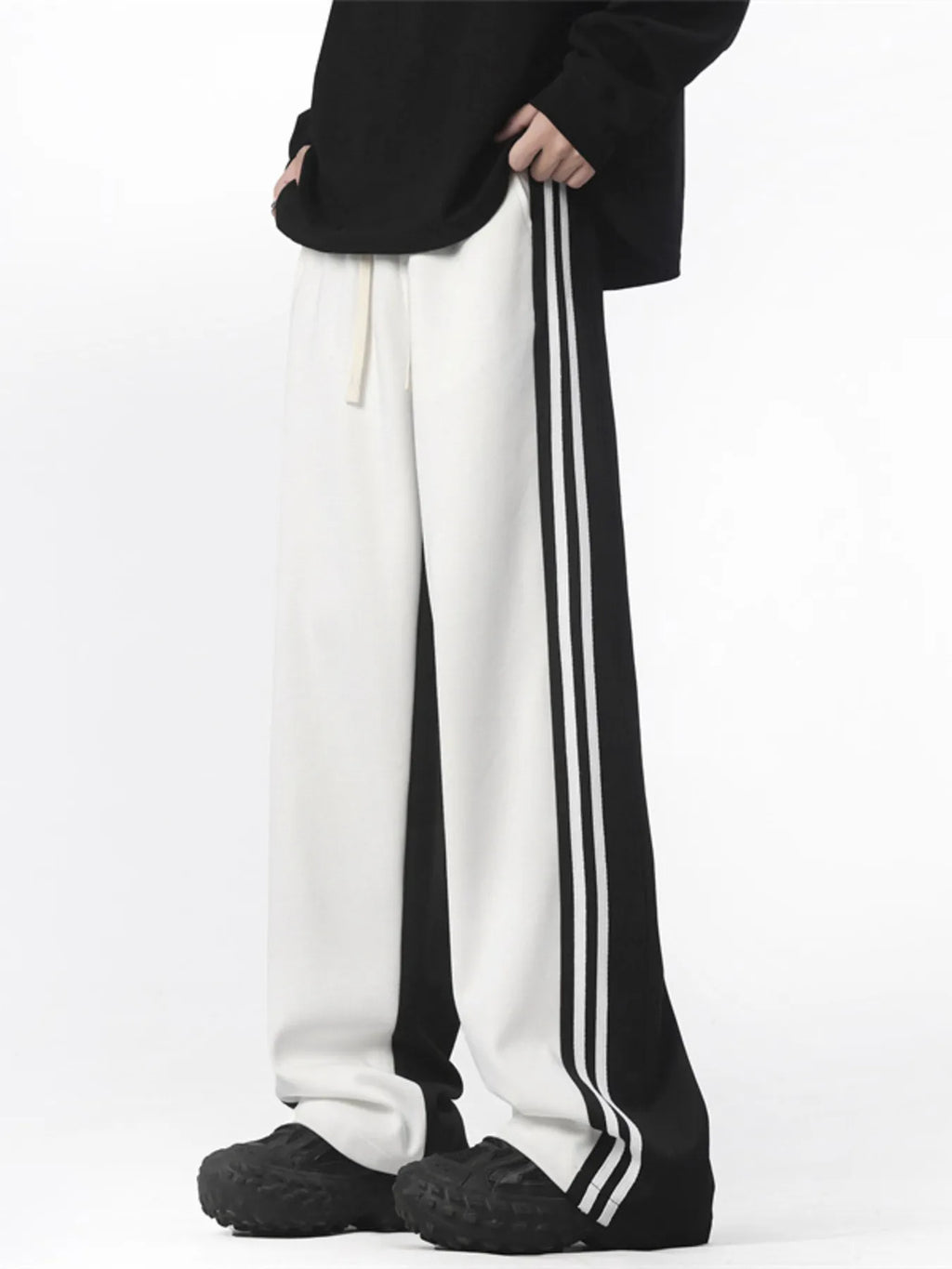 Men's Full Size Side Striped Wide Leg Pants Plus Size | Tampa Bay Discounts