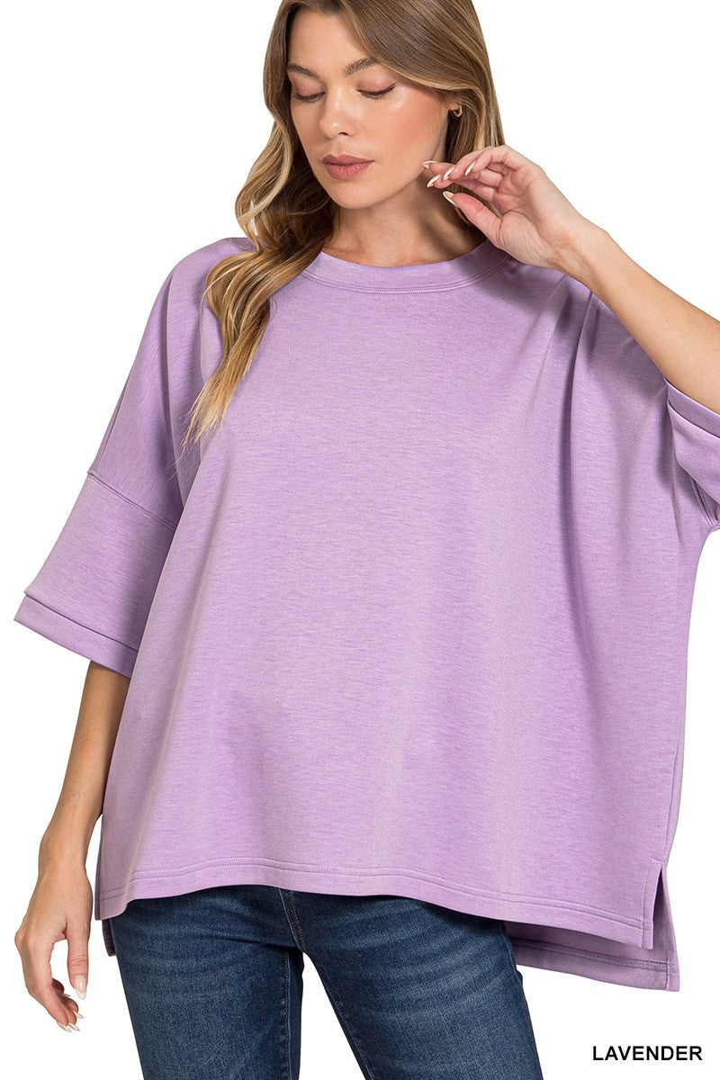 zenana-scuba-round-neck-top-with-side-slits-1 image 2