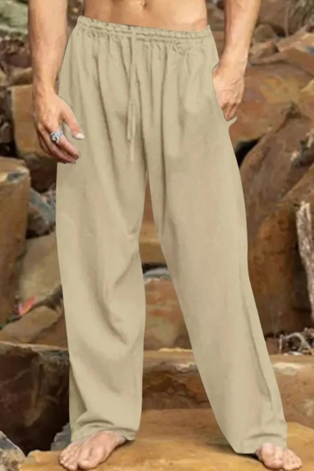 Men's Full Size Relaxed Fit Drawstring Casual Pants Plus Size | Tampa Bay Discounts