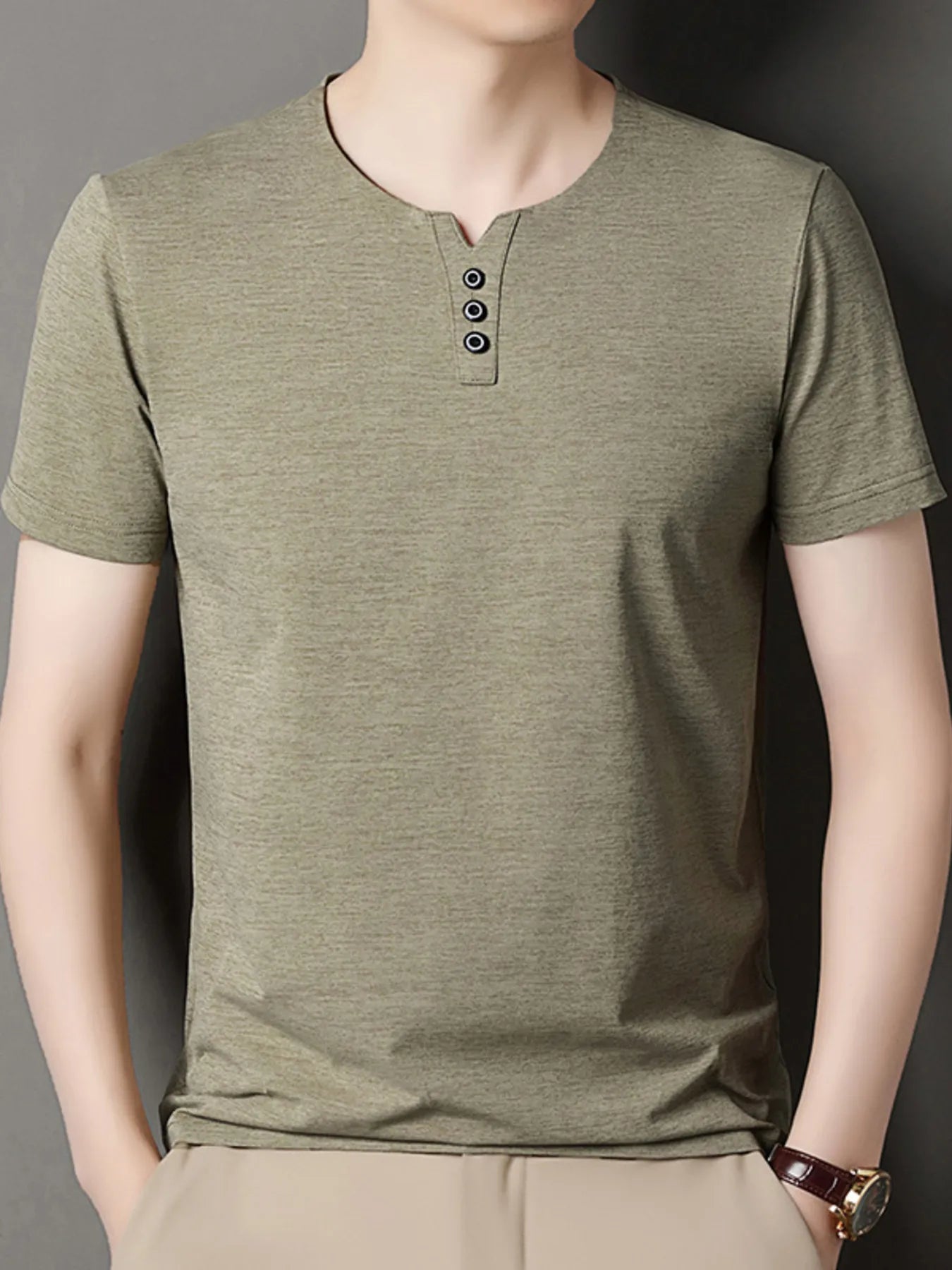 Men's Decor Button Short Sleeve T-Shirt | Tampa Bay Discounts