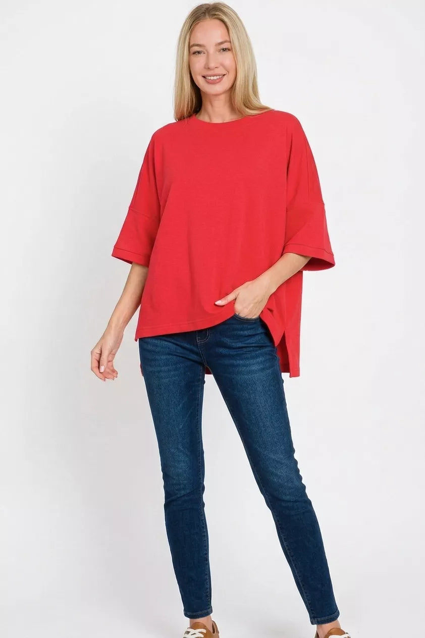 zenana-scuba-round-neck-top-with-side-slits-3 image 3