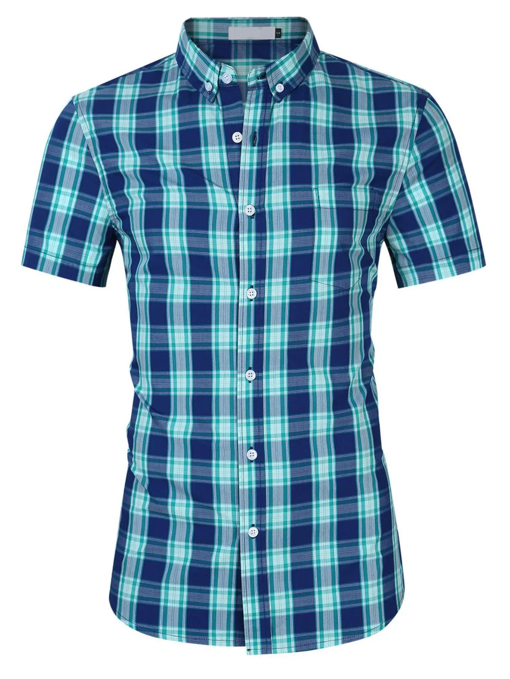 Men's Plaid Collared Neck Short Sleeve Shirt | Tampa Bay Discounts
