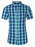 Men's Plaid Collared Neck Short Sleeve Shirt | Tampa Bay Discounts