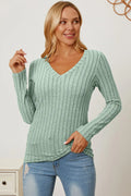 basic-bae-full-size-ribbed-v-neck-long-sleeve-t-shirt image 1