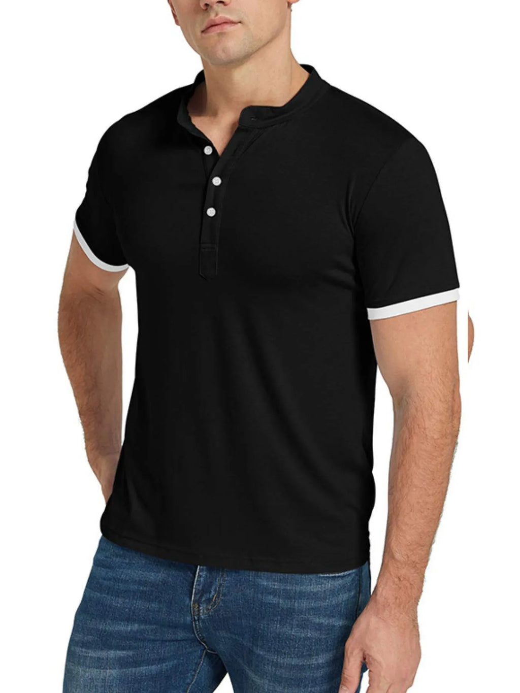 Men's Classic Contrast Trim Henley Top | Tampa Bay Discounts