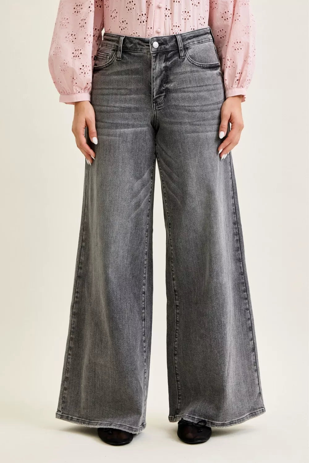 judy-blue-mid-rise-palazzo-split-back-yoke Image 1