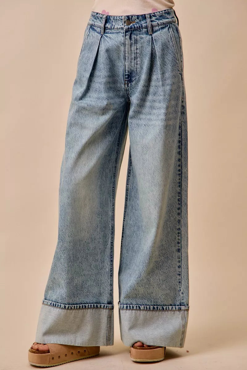 so-me-mid-rise-plated-wid-leg-denim-jean Image 3