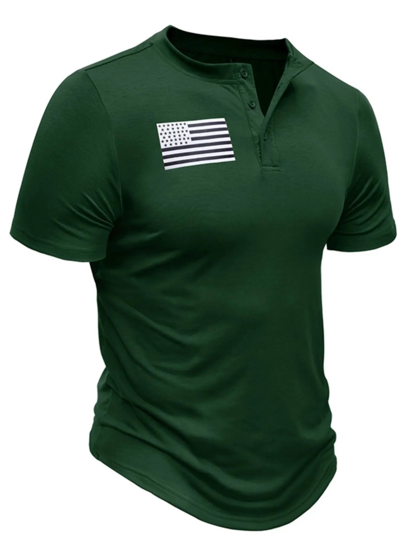 Men's American Flag Short Sleeve Henley Top | Tampa Bay Discounts