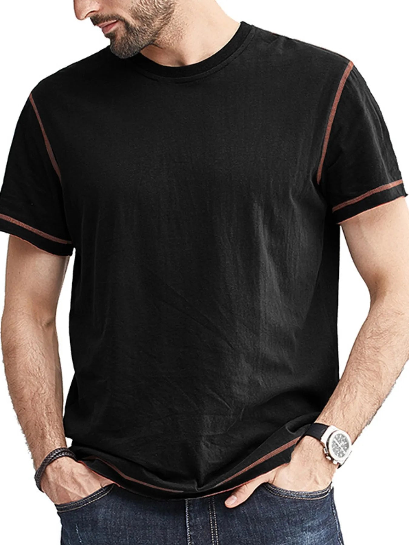 Men's Classic T-Shirt with Contrast Piping | Tampa Bay Discounts