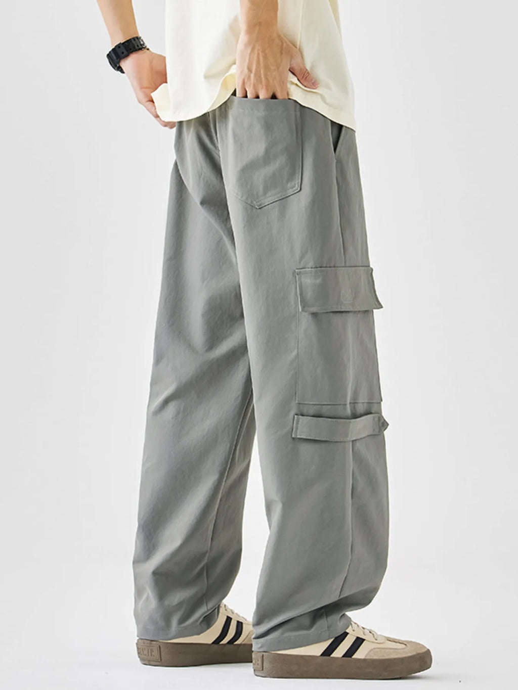 Men's Plus Size Multi-Pocket Cargo Utility Pants with Drawstring Waist | Tampa Bay Discounts