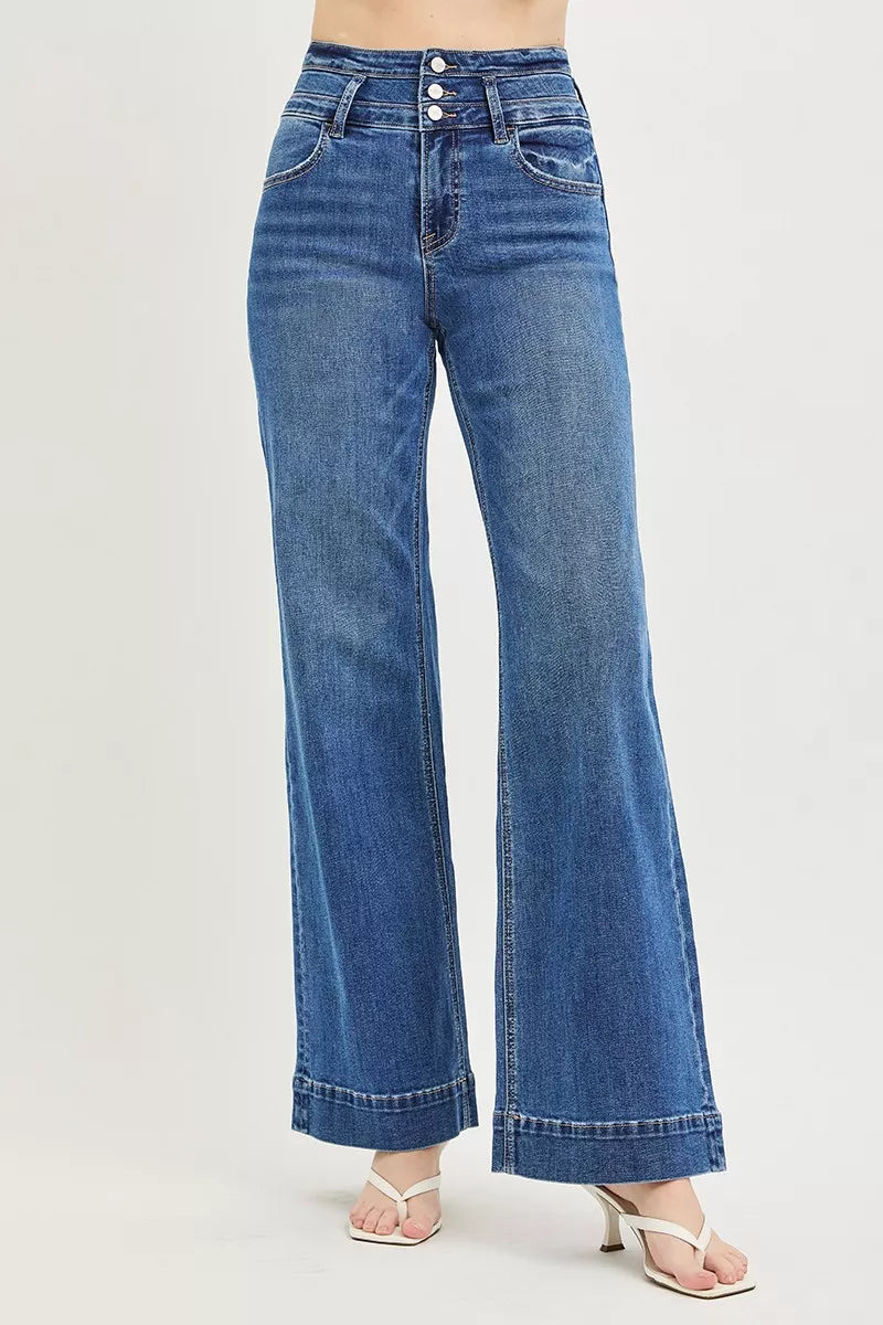 risen-high-rise-wide-leg-wide-band-detail-jeans Image 3