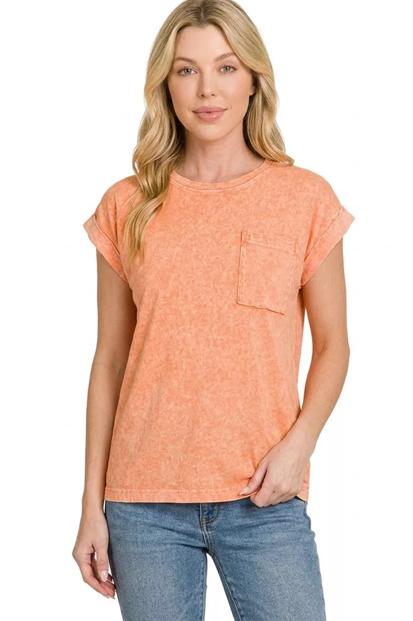 zenana-halo-snow-washed-cuffed-short-sleeve-tee-5 image 3