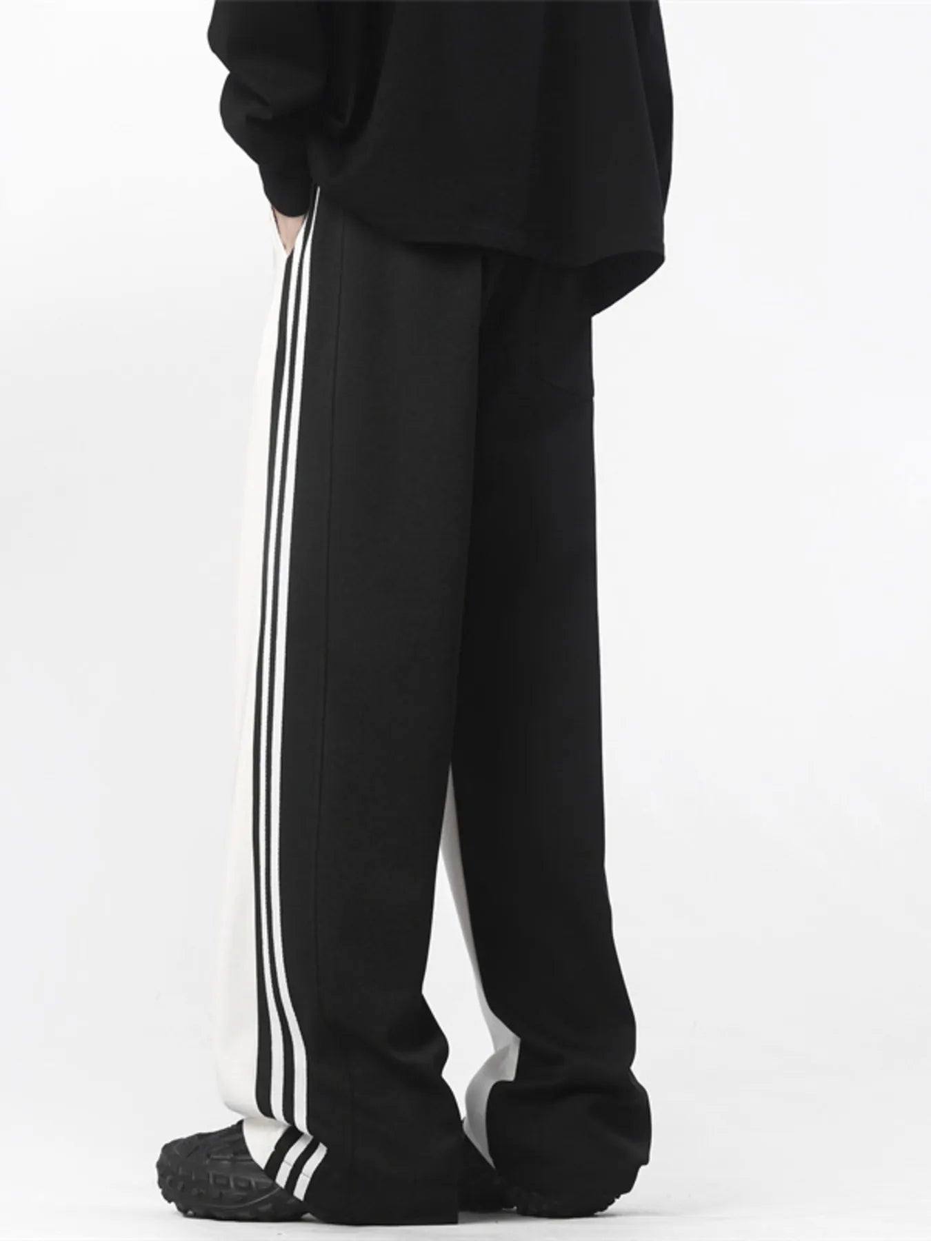 Men's Full Size Side Striped Wide Leg Pants Plus Size | Tampa Bay Discounts