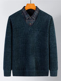 Men's Plus Size Layered Look Plaid Collar Sweater | Tampa Bay Discounts