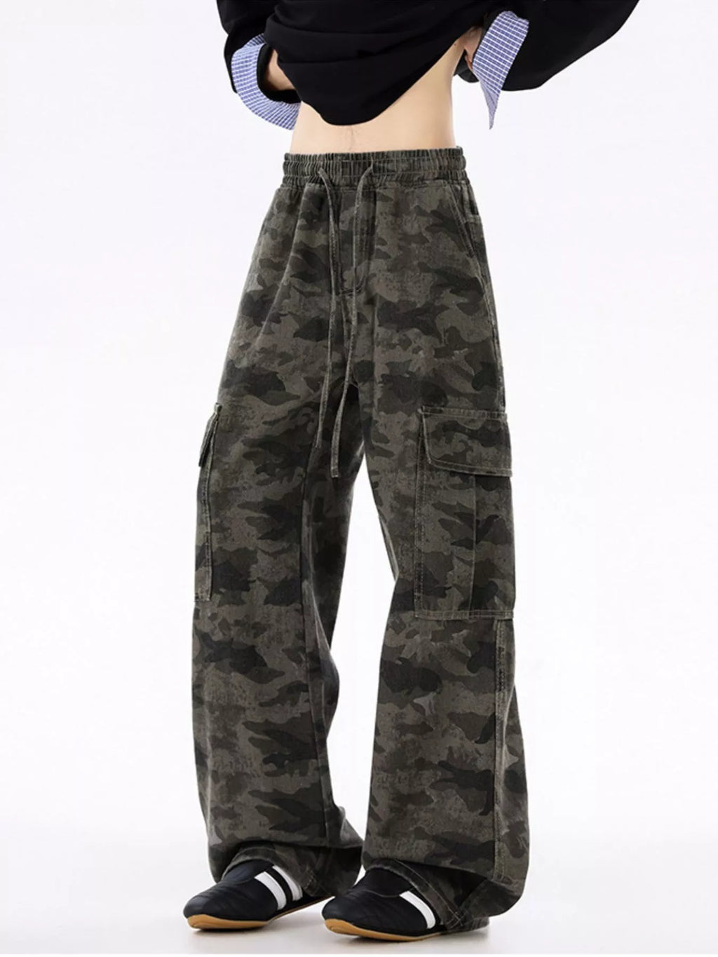Men's Plus Size Drawstring Camouflage Wide Leg Pants | Tampa Bay Discounts