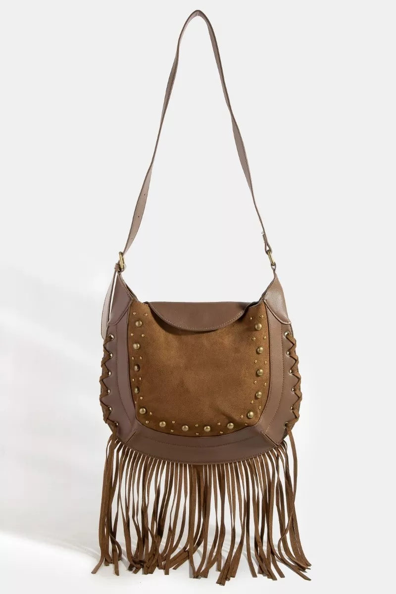 fame-rivet-trim-suede-fringe-shoulder-bag 6