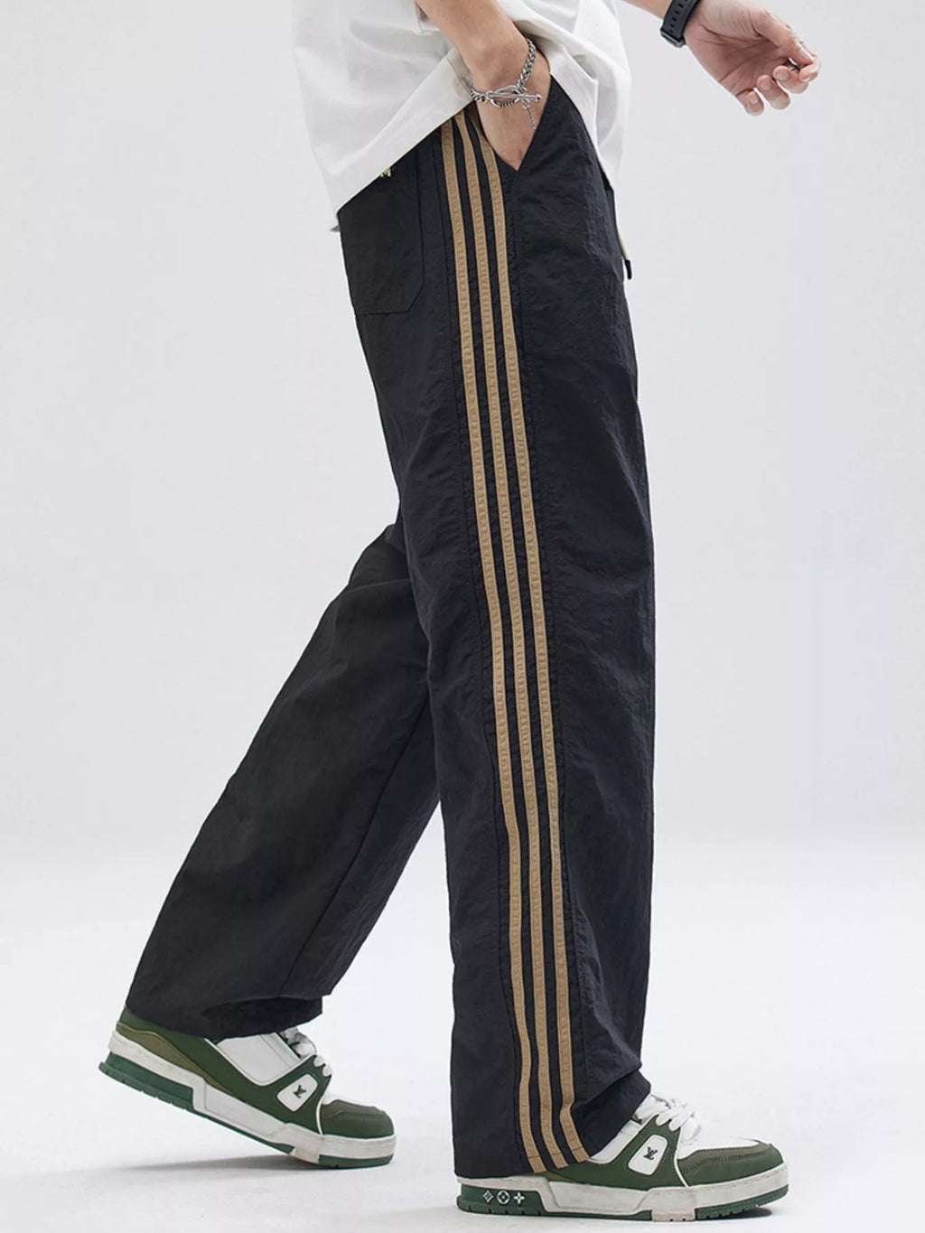 Men's Full Size Side Striped Wide Leg Pants Plus Size | Tampa Bay Discounts