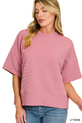 zenana-ribbed-round-neck-waist-banded-t-shirt image 1