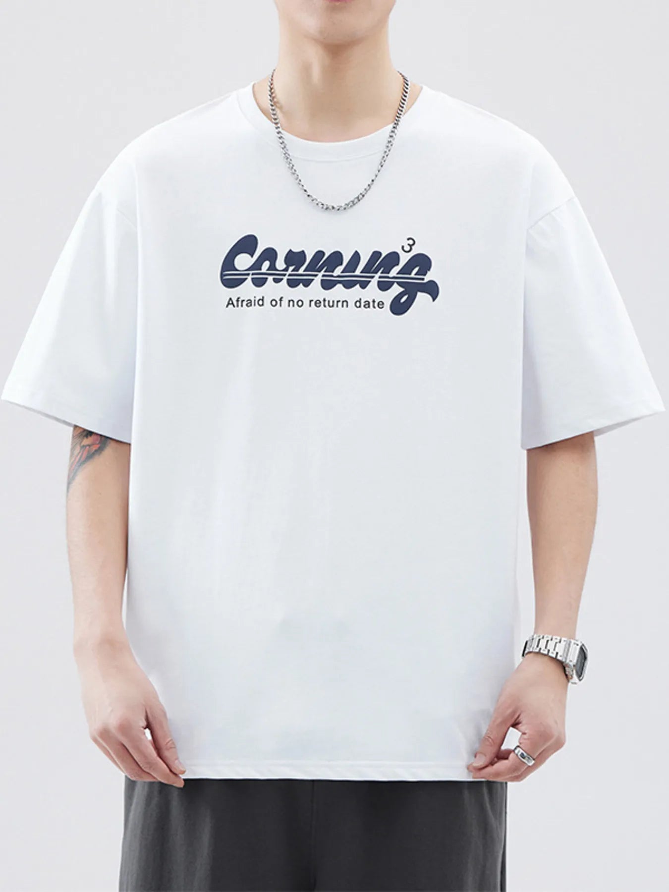 Men's Plus Size Letter Round Neck Half Sleeve T-Shirt | Tampa Bay Discounts