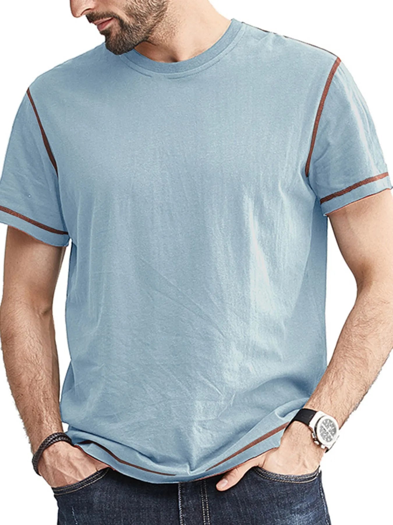 Men's Classic T-Shirt with Contrast Piping | Tampa Bay Discounts