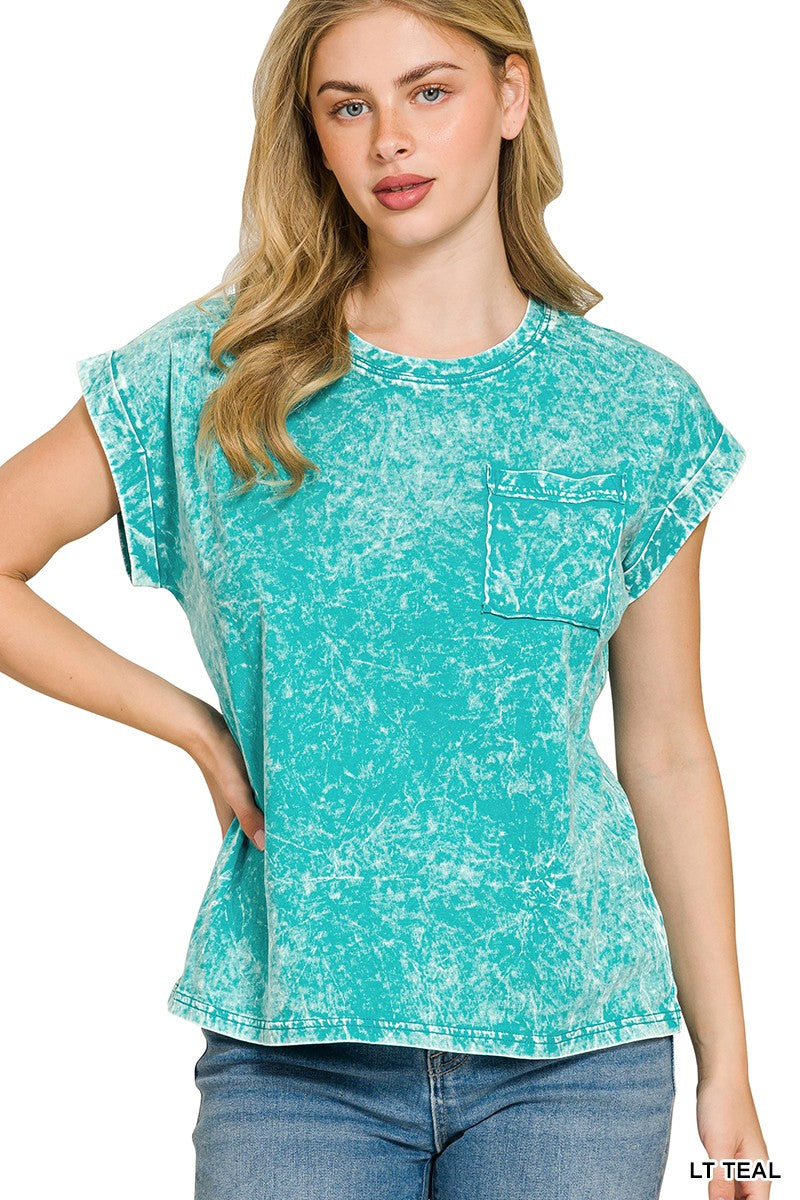 zenana-full-size-crinkle-washed-round-neck-folded-short-sleeve-tee-plus-size-3 image 1